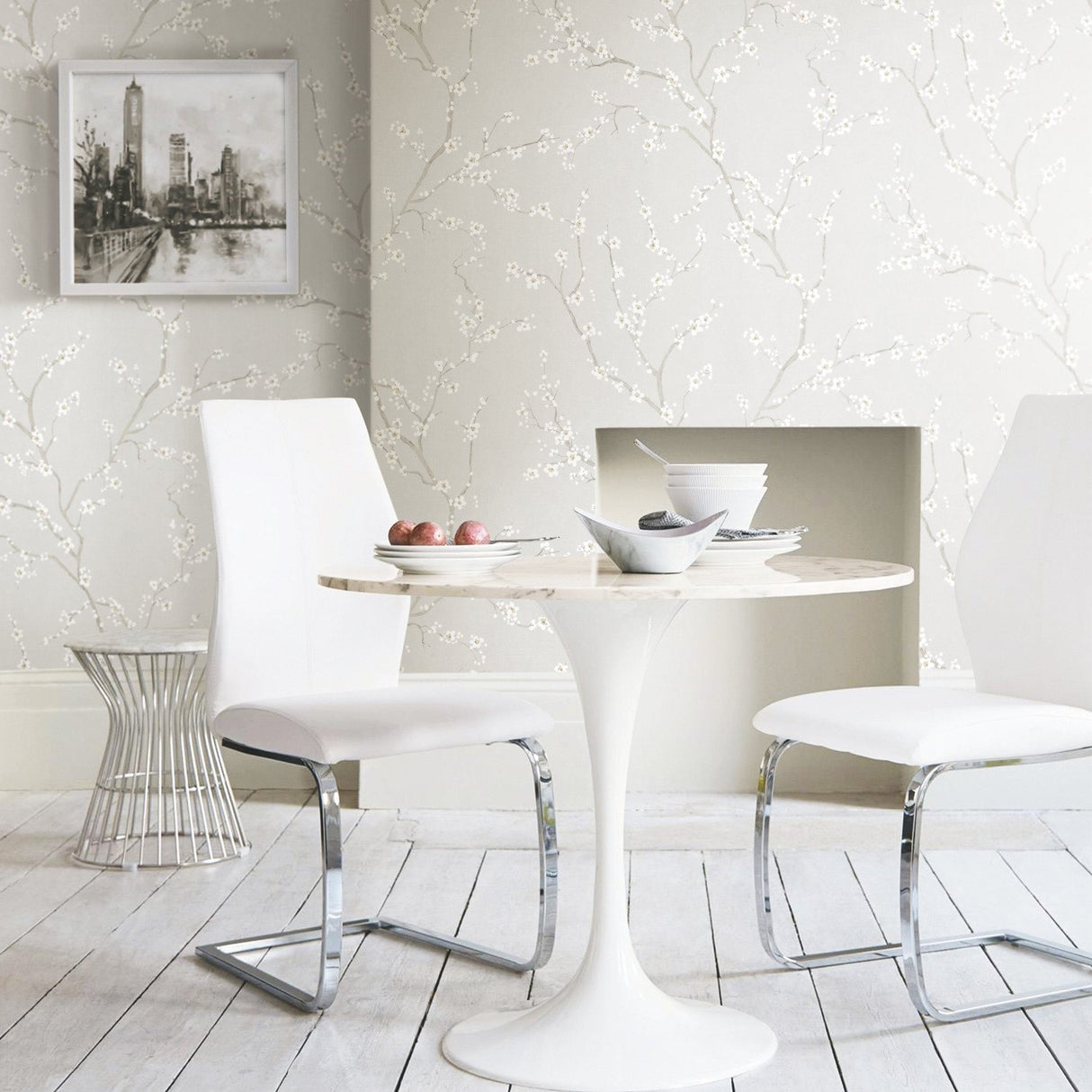 Cherry Blossom Neutral Peel & Stick Wallpaper with Botanical Floral Pattern, Traditional Style - York RMK11270WP