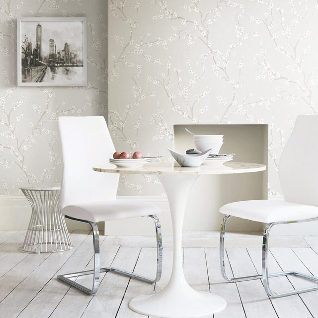 Cherry Blossom Neutral Peel & Stick Wallpaper with Botanical Floral Pattern, Traditional Style - York RMK11270WP