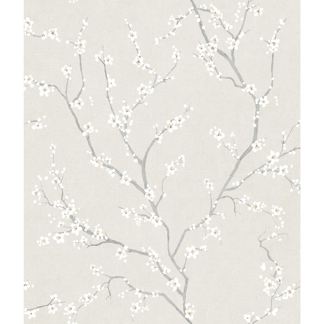 Cherry Blossom Pearl Peel & Stick Wallpaper with Traditional Floral Pattern - RoomMates RMK11271WP