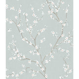 Cherry Blossom Blue Peel & Stick Wallpaper with Botanical Floral Pattern - York RMK11272WP