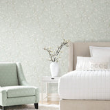 Cherry Blossom Blue Peel & Stick Wallpaper with Botanical Floral Pattern - York RMK11272WP