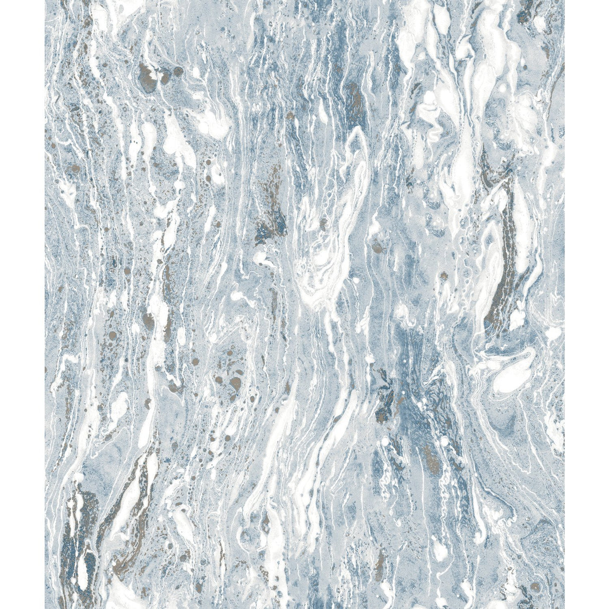 Marble Seas Blue Peel & Stick Wallpaper with Metallic Accents, Abstract Texture Pattern, Modern - York RMK11279WP
