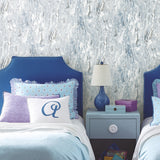 Marble Seas Blue Peel & Stick Wallpaper with Metallic Accents, Abstract Texture Pattern, Modern - York RMK11279WP