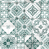 Mediterranean Tile Teal Peel & Stick Wallpaper with Global Tiles Pattern, Modern Style - York RMK11281WP