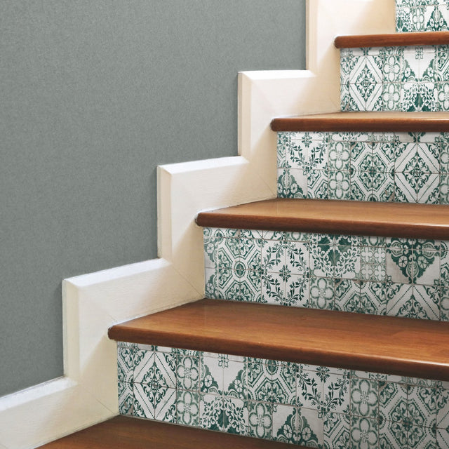 Mediterranean Tile Teal Peel & Stick Wallpaper with Global Tiles Pattern, Modern Style - York RMK11281WP