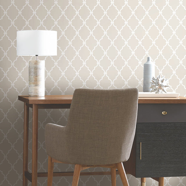 Modern Trellis Beige Peel & Stick Wallpaper