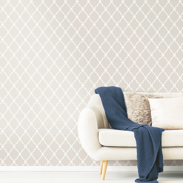 Modern Trellis Beige Peel & Stick Wallpaper