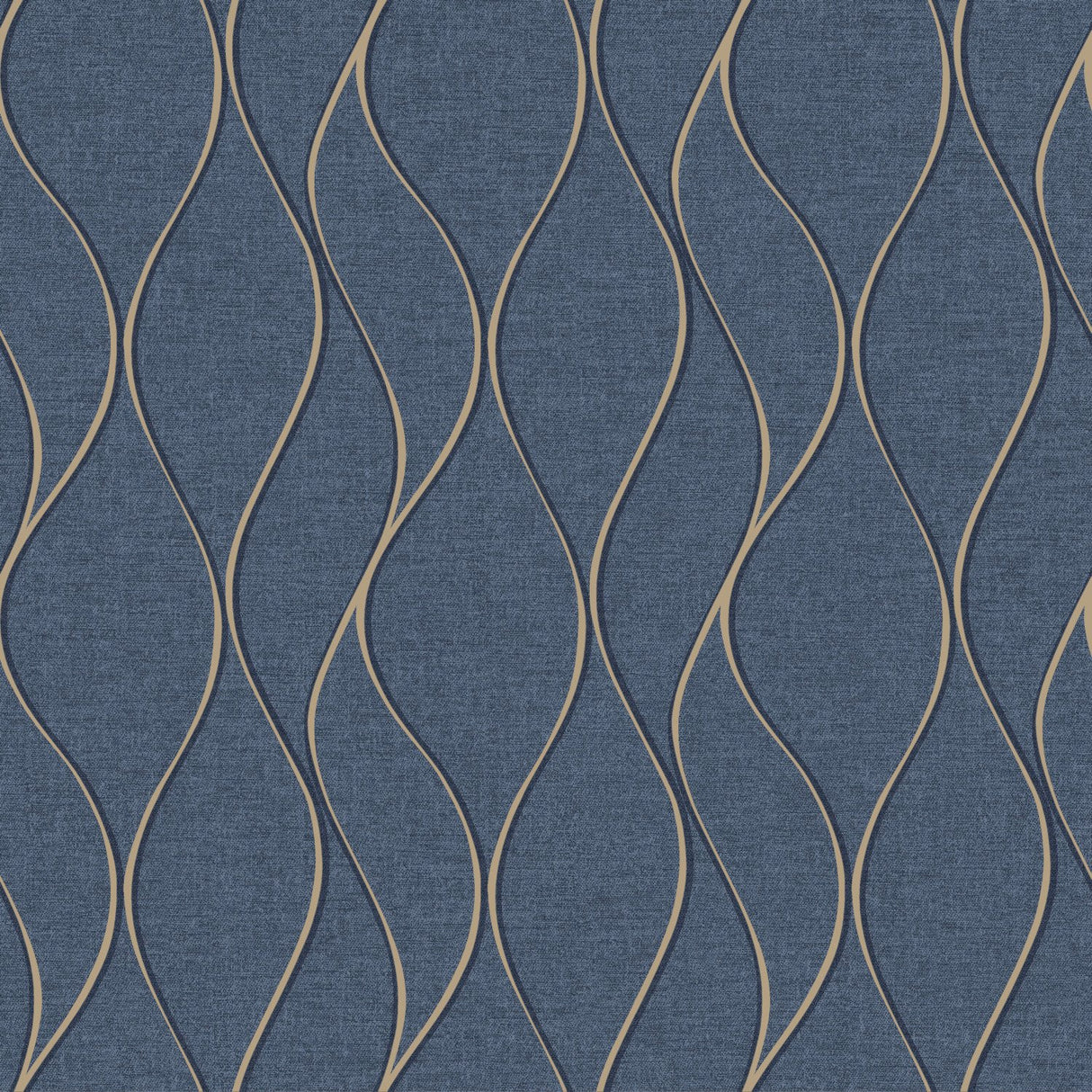 Wave Ogee Blue Peel & Stick Wallpaper with Metallic Geometric Glam Style - RoomMates RMK11293WP