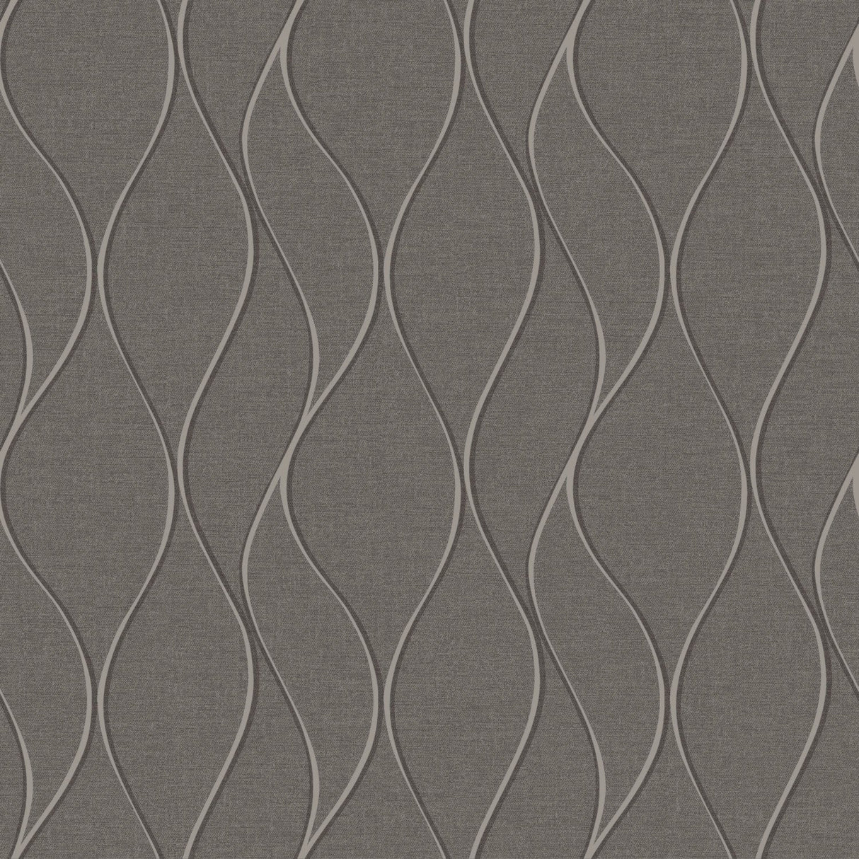 Wave Ogee Grey Peel & Stick Wallpaper with Metallic Geometric Motif - York RMK11294WP