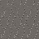 Wave Ogee Grey Peel & Stick Wallpaper with Metallic Geometric Motif - York RMK11294WP