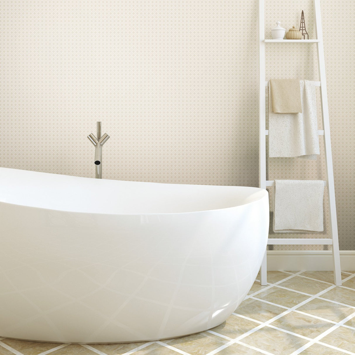 Caning Tan Peel & Stick Wallpaper with Retro Global Geometric Pattern - York RMK11305RL