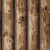 Cabin Logs Brown Peel & Stick Wallpaper with Rustic Wood Log Pattern - York RMK11308WP