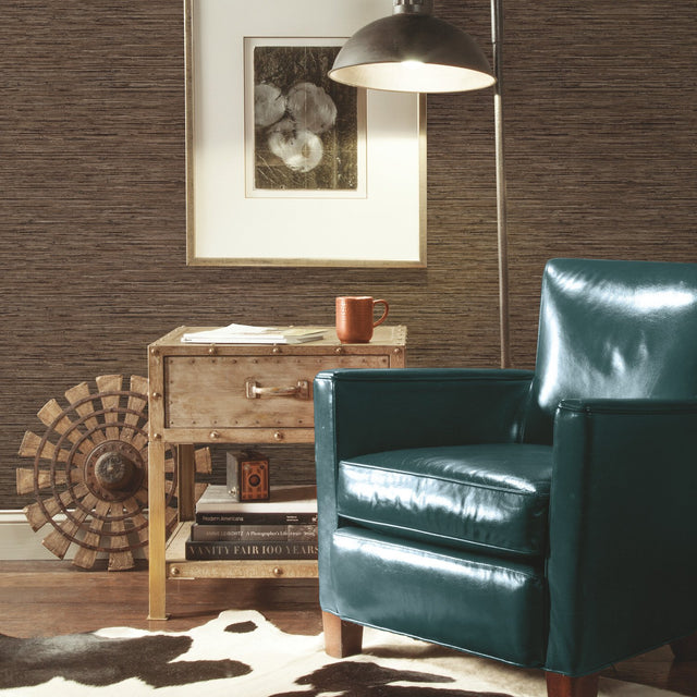 Faux Grasscloth Brown Peel & Stick Wallpaper with Traditional Nature Pattern, Straight Match - RoomMates RMK11312WP