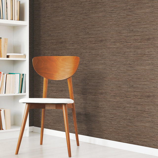 Faux Grasscloth Brown Peel & Stick Wallpaper with Traditional Nature Pattern, Straight Match - RoomMates RMK11312WP