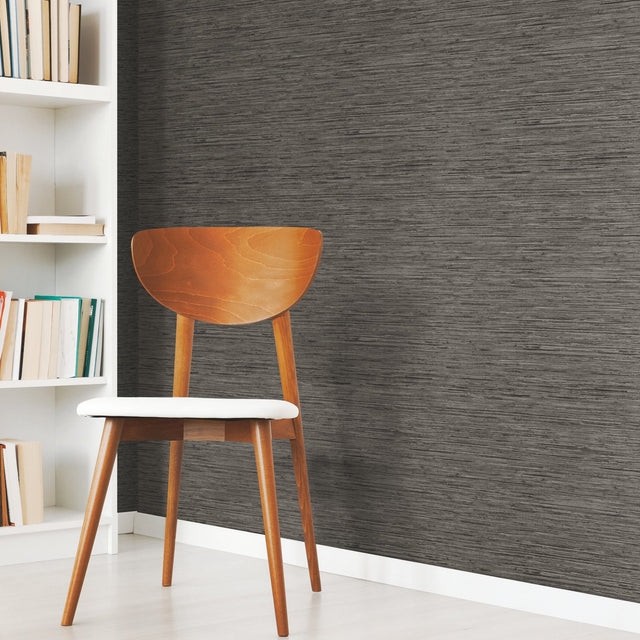 Faux Grasscloth Grey Peel & Stick Wallpaper with Traditional Nature Motif - RoomMates RMK11313WP