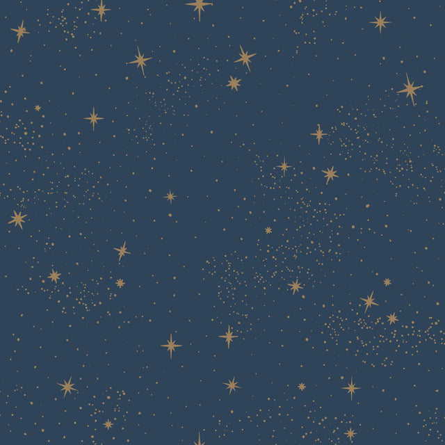 Upon A Star Navy Peel & Stick Wallpaper with Metallic Stars - York RMK11319WP