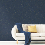 Upon A Star Navy Peel & Stick Wallpaper with Metallic Stars - York RMK11319WP