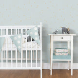 Upon A Star Blue Peel & Stick Wallpaper with Metallic Starburst Pattern - York RMK11320WP