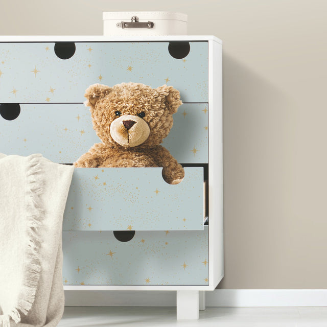 Upon A Star Blue Peel & Stick Wallpaper with Metallic Starburst Pattern - York RMK11320WP