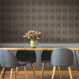 Bees Knees Black Metallic Peel & Stick Wallpaper with Geometric Art Deco Pattern - York RMK11324WP