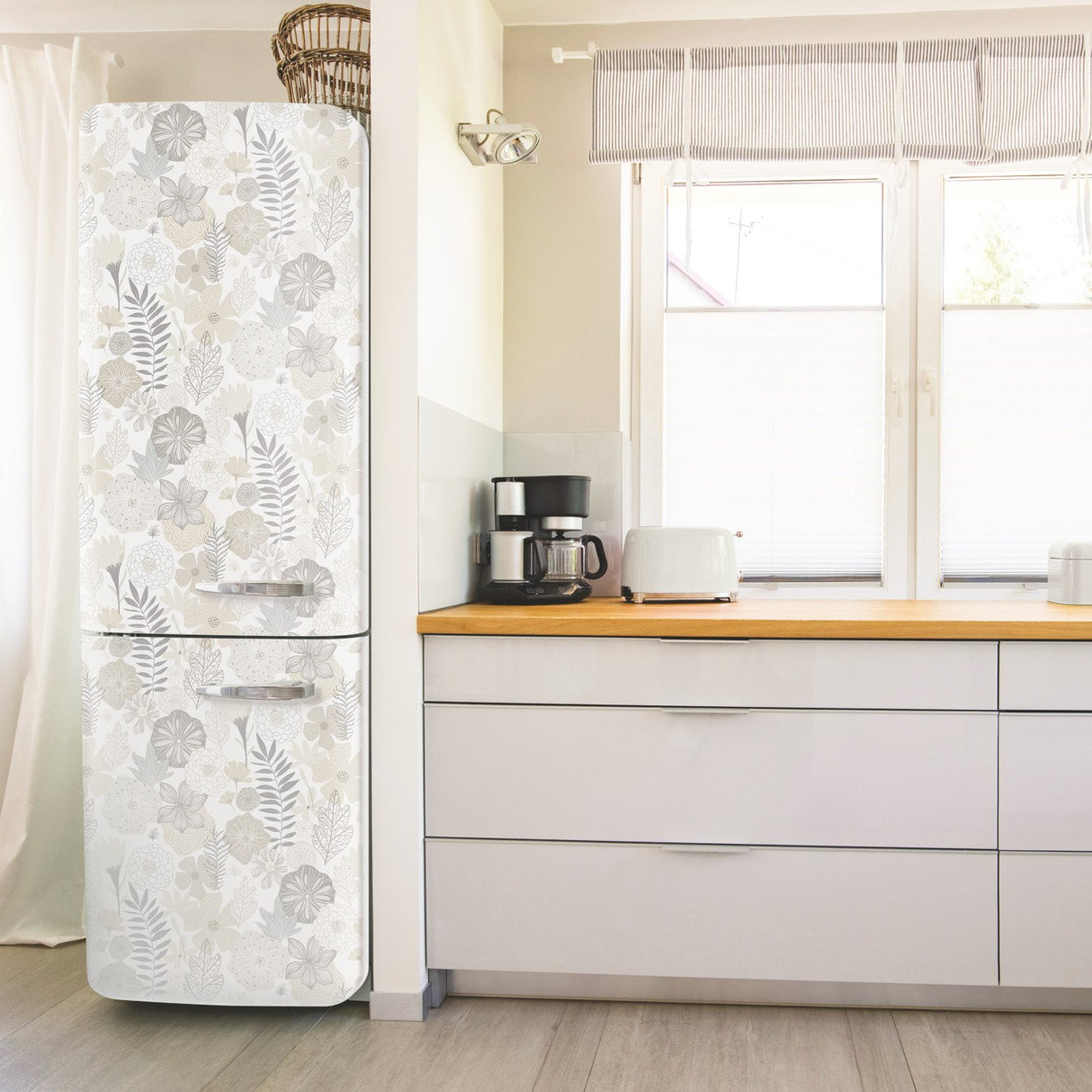 Perennial Blooms Beige Peel & Stick Wallpaper with Modern Botanical Floral Pattern - York RMK11326WP