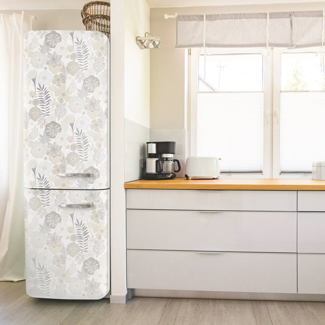 Perennial Blooms Beige Peel & Stick Wallpaper with Modern Botanical Floral Pattern - York RMK11326WP