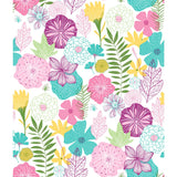 Perennial Blooms Purple Peel & Stick Wallpaper with Modern Botanical Floral Pattern - York RMK11327WP