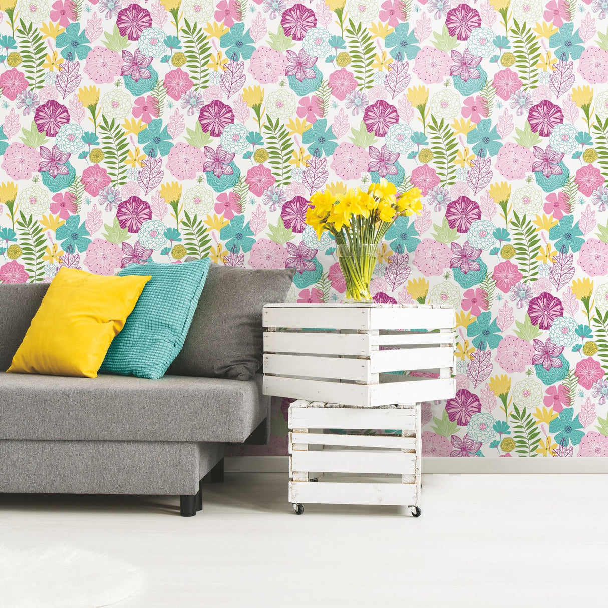 Perennial Blooms Purple Peel & Stick Wallpaper with Modern Botanical Floral Pattern - York RMK11327WP