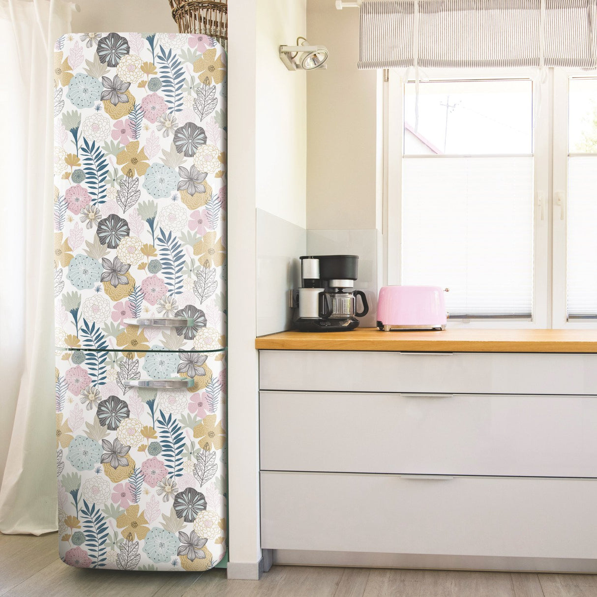 Perennial Blooms Pink Peel & Stick Wallpaper with Modern Botanical Floral Pattern - York RMK11328WP