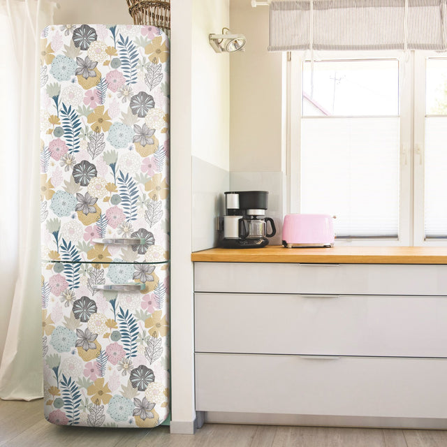 Perennial Blooms Pink Peel & Stick Wallpaper with Modern Botanical Floral Pattern - York RMK11328WP