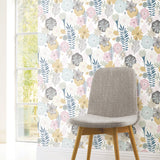 Perennial Blooms Pink Peel & Stick Wallpaper with Modern Botanical Floral Pattern - York RMK11328WP