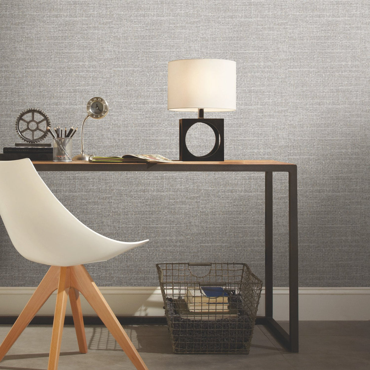 Tweed Grey Peel & Stick Wallpaper with Traditional Global Texture Pattern - York RMK11331WP