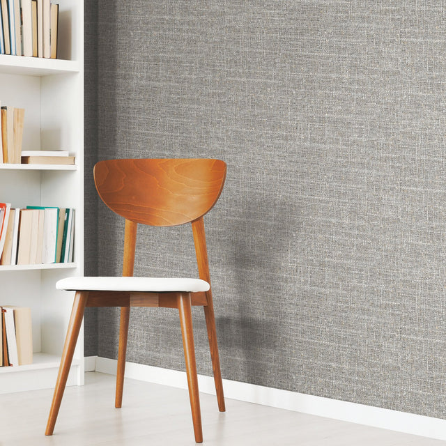 Tweed Grey Peel & Stick Wallpaper with Traditional Global Texture Pattern - York RMK11331WP