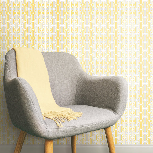 Mod Lattice Yellow Peel & Stick Wallpaper with Modern Geometric Lattice Pattern - York RMK11334RL