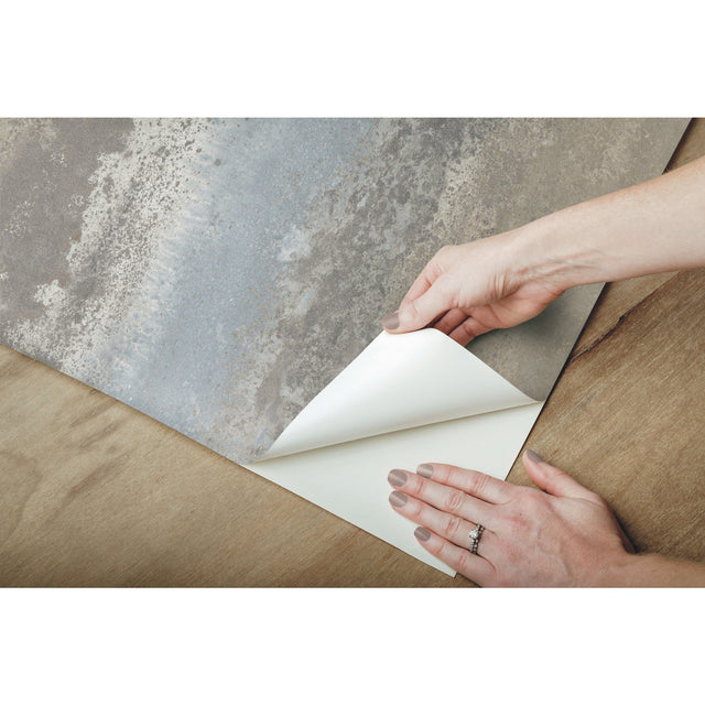 Oxidized Metal Grey Peel & Stick Wallpaper with Pearl Effect - York RMK11345WP