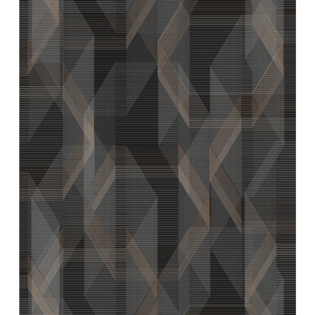 Debonair Geometric Black Peel & Stick Wallpaper with Modern Global Geometric Pattern - York RMK11349RL