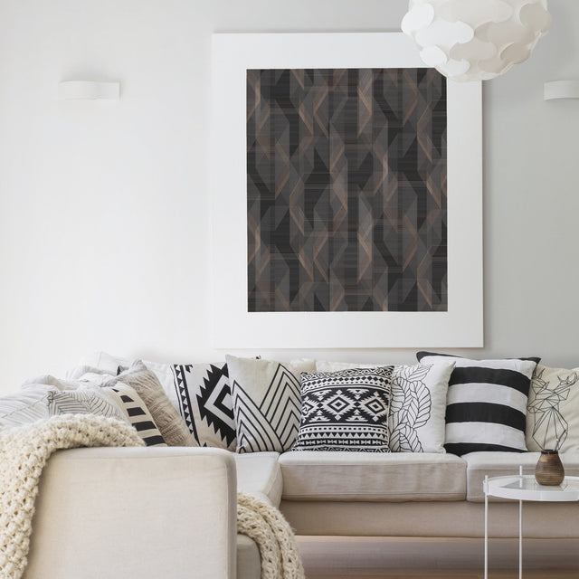 Debonair Geometric Black Peel & Stick Wallpaper with Modern Global Geometric Pattern - York RMK11349RL