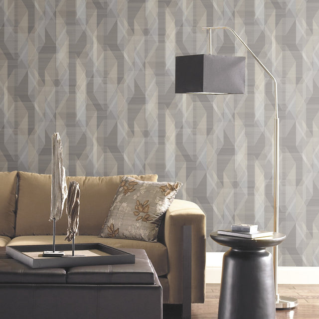 Debonair Geometric Grey Peel & Stick Wallpaper, Modern Geometrics Pattern - York RMK11350RL