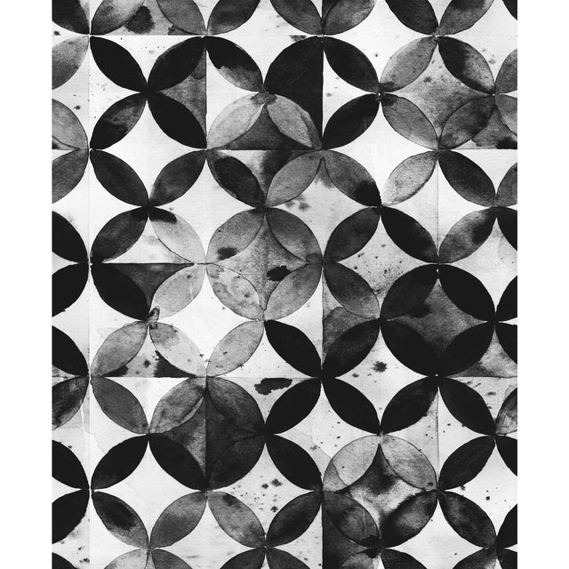 Paul Brent Moroccan Tile Black Peel & Stick Wallpaper with Modern Geometric Pattern - York RMK11353RL