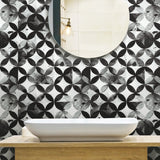 Paul Brent Moroccan Tile Black Peel & Stick Wallpaper with Modern Geometric Pattern - York RMK11353RL