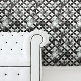 Paul Brent Moroccan Tile Black Peel & Stick Wallpaper with Modern Geometric Pattern - York RMK11353RL