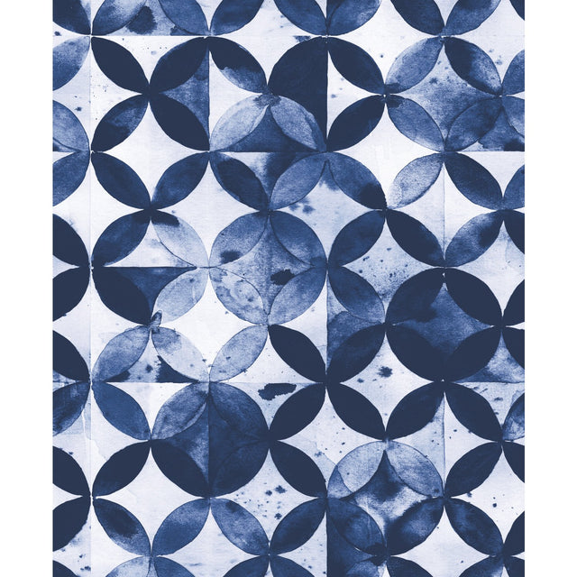 Paul Brent Moroccan Tile Blue Peel & Stick Wallpaper with Modern Geometric Pattern - York RMK11354RL