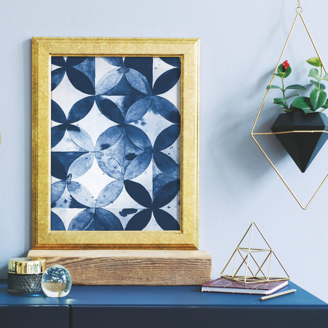 Paul Brent Moroccan Tile Blue Peel & Stick Wallpaper with Modern Geometric Pattern - York RMK11354RL