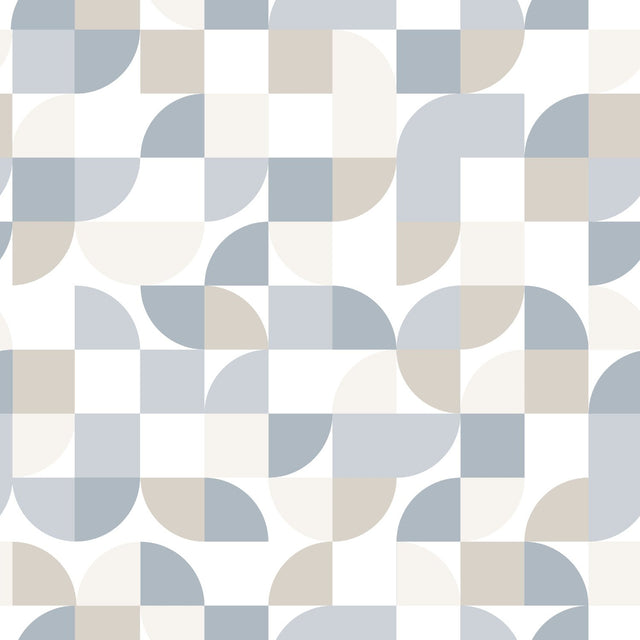 Mid-Century Geometric Blue Peel & Stick Wallpaper with Abstract Geometrics - York RMK11362RL