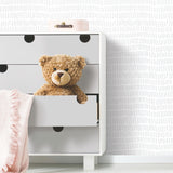 Tick Mark Grey Peel & Stick Wallpaper with Hand-Drawn Novelty Pattern - York RMK11364WP