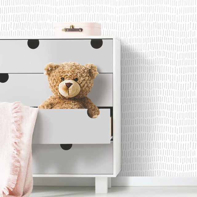 Tick Mark Grey Peel & Stick Wallpaper with Hand-Drawn Novelty Pattern - York RMK11364WP