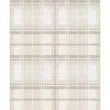 Tweed Plaid Beige Peel & Stick Wallpaper with Traditional Global Plaid Pattern - York RMK11395RL