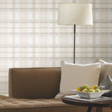 Tweed Plaid Beige Peel & Stick Wallpaper with Traditional Global Plaid Pattern - York RMK11395RL