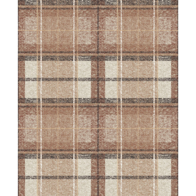 Tweed Plaid Brown Peel & Stick Wallpaper with Traditional Plaid Pattern - York RMK11397RL