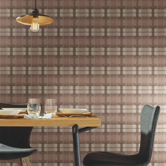 Tweed Plaid Brown Peel & Stick Wallpaper with Traditional Plaid Pattern - York RMK11397RL